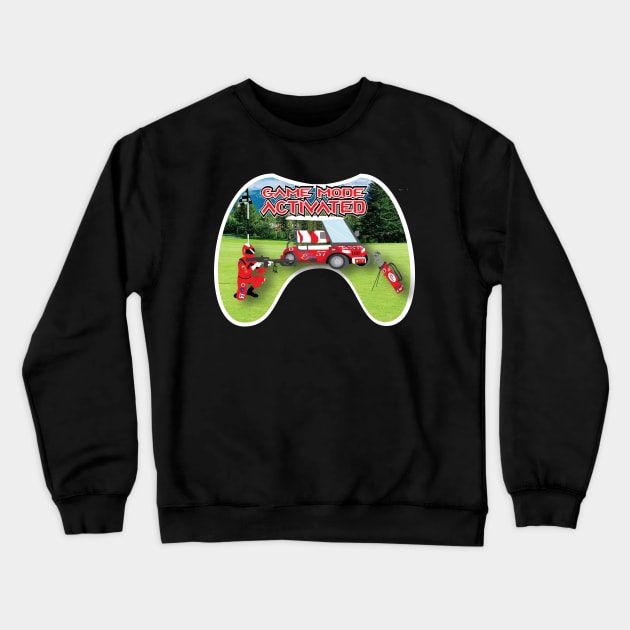 Red Golf Course Game Mode Activated White Trim Crewneck Sweatshirt by Sublime Expressions